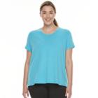 Plus Size Tek Gear&reg; Layered Split-back Tee, Women's, Size: 2xl, Turquoise/blue (turq/aqua)