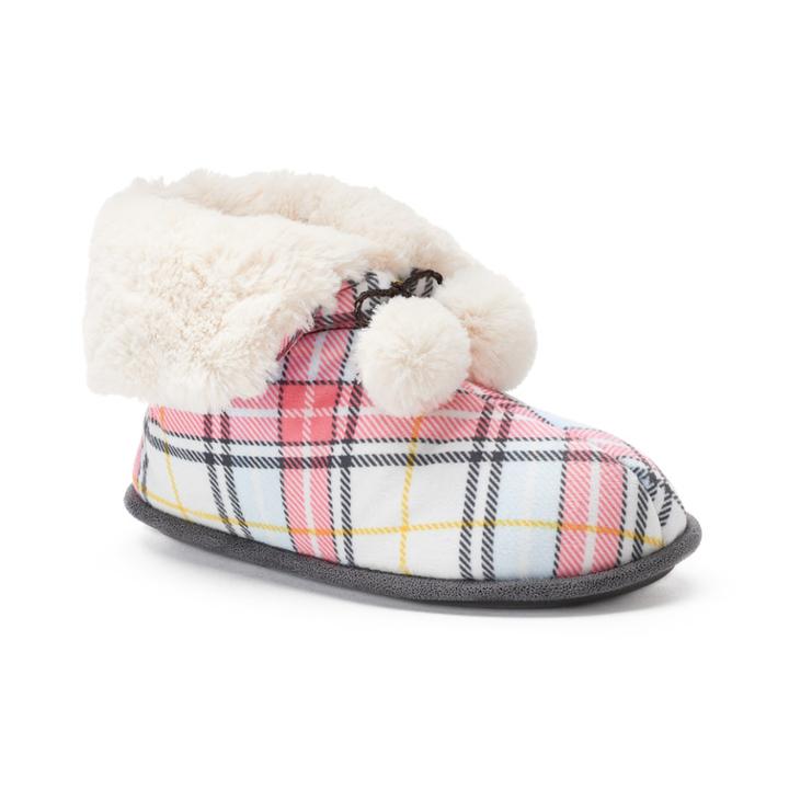 Cuddl Duds Women's Pom Pom Bootie Slippers, Size: Large, Blue Other