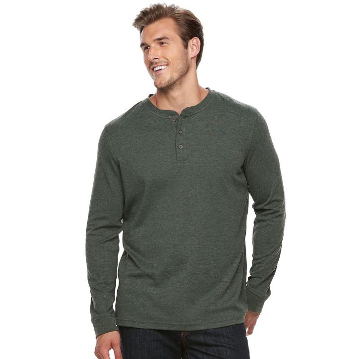 Big & Tall Croft & Barrow&reg; Classic-fit Stretch Henley, Men's, Size: Xxl Tall, Dark Green