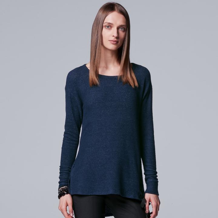 Women's Simply Vera Vera Wang Lace-up Crewneck Top, Size: Medium, Blue