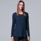 Women's Simply Vera Vera Wang Lace-up Crewneck Top, Size: Medium, Blue