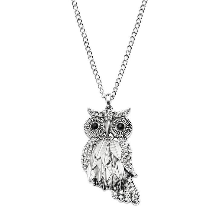 Mudd&reg; Silver Tone Simulated Crystal Owl Pendant, Teens, Multicolor