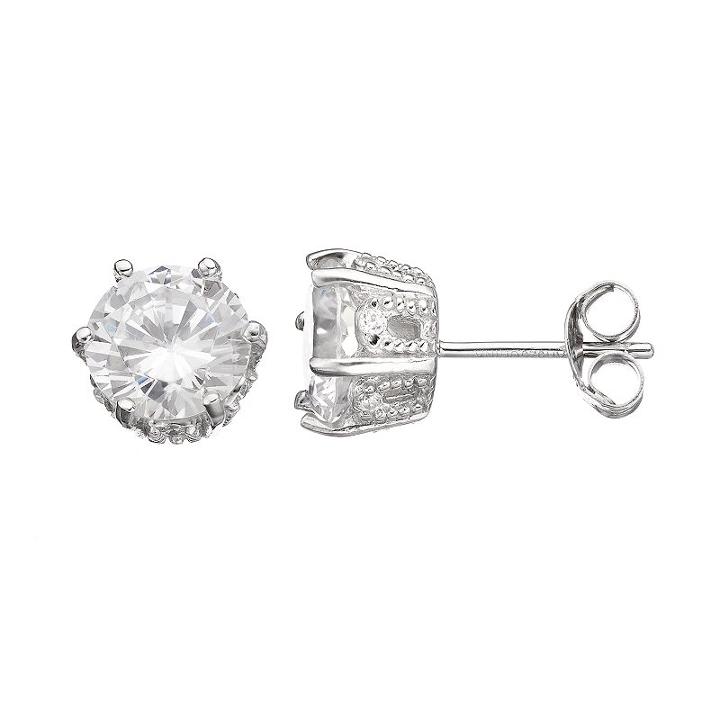 Sophie Miller Cubic Zirconia Sterling Silver Stud Earrings, Women's, White