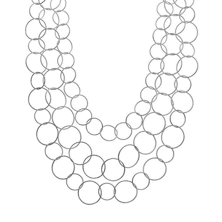 Apt. 9&reg; Textured Hoop Multistrand Necklace, Women's, Silver