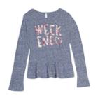 Girls 7-16 & Plus Size Harper & Elliott Peplum Graphic Tee, Size: Xs, Blue (navy)