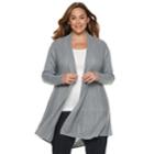 Plus Size Dana Buchman Pleated Open-work Cardigan Sweater, Women's, Size: 1xl, Med Grey
