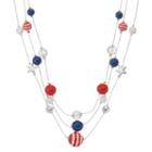 Red, White & Blue Bead & Star Multi Strand Necklace, Women's, Multicolor