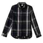 Girls 7-16 & Plus Size Mudd&reg; Embroidered Back Plaid Button-down Shirt, Girl's, Size: 16, Black