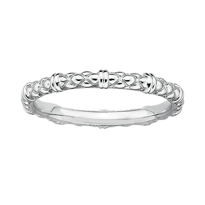 Stacks And Stones Sterling Silver Textured Stack Ring, Women's, Size: 9, Grey