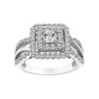 Simply Vera Vera Wang 14k White Gold 1 Carat T.w. Certified Diamond Square Halo Engagement Ring, Women's, Size: 7