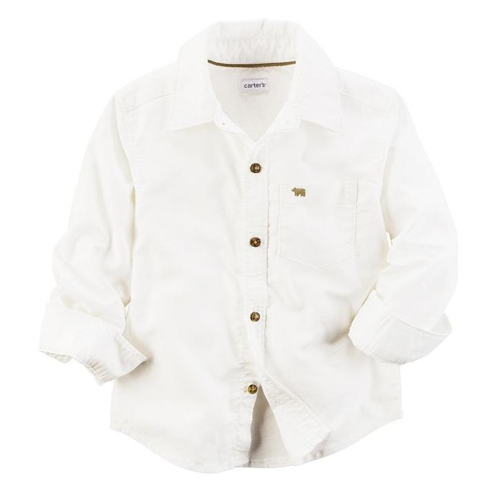 Boys 4-8 Carter's Ivory Woven Button-down Shirt, Boy's, Size: 7, White Oth
