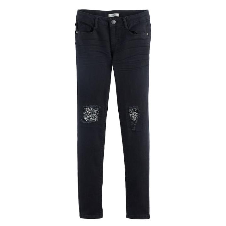 Girls Plus Size Mudd&reg; Embellished Ankle Skinny Jeans, Size: 20 1/2, Black