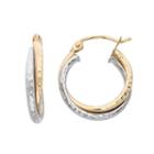 14k Gold Two Tone Hammered Double Hoop Earrings, Women's, Multicolor