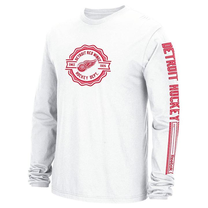 Men's Reebok Detroit Red Wings Icon Long-sleeve Tee, Size: Small, White
