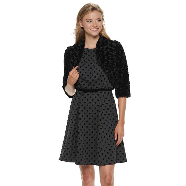 Women's Elle™ Faux-fur Bolero Jacket, Size: Xxl, Black