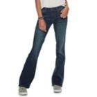 Juniors' So&reg; Perfectly Soft Embroidered Bootcut Jeans, Teens, Size: 1, Dark Blue
