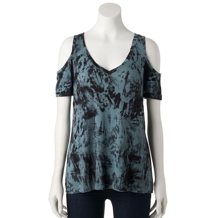 Women's Rock & Republic&reg; Cold-shoulder Tee, Size: Small, Med Grey