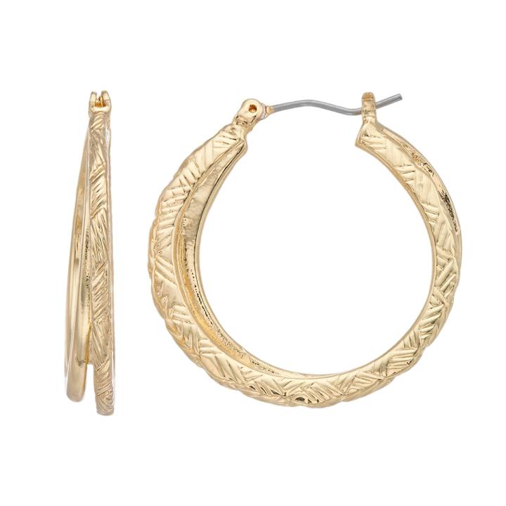 Napier Gold Tone Textured Hoop Earrings, Women's