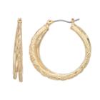 Napier Gold Tone Textured Hoop Earrings, Women's