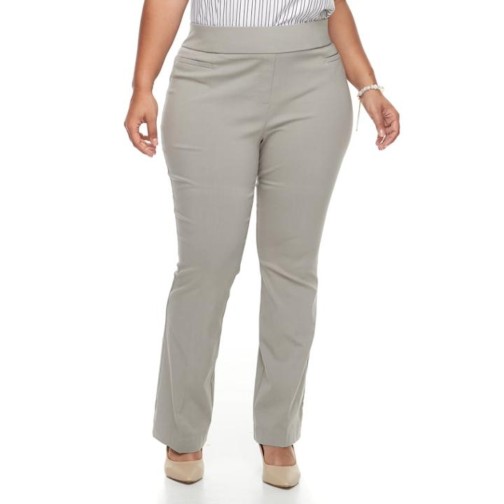 Plus Size Apt. 9&reg; Twill Pull-on Bootcut Pants, Women's, Size: 20 W, Grey