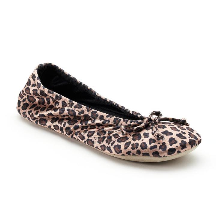Isotoner Women's Satin Ballerina Slippers, Size: Medium, Dark Beige