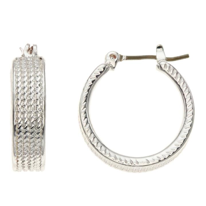 Napier Textured Silver Tone Hoop Earrings, Women's