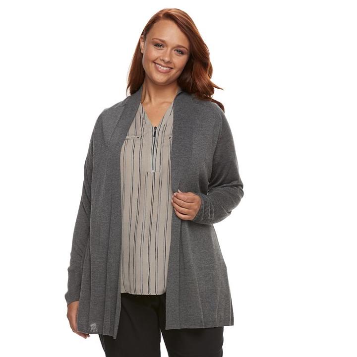 Plus Size Apt. 9&reg; Ribbed Cardigan, Women's, Size: 0x, Med Grey