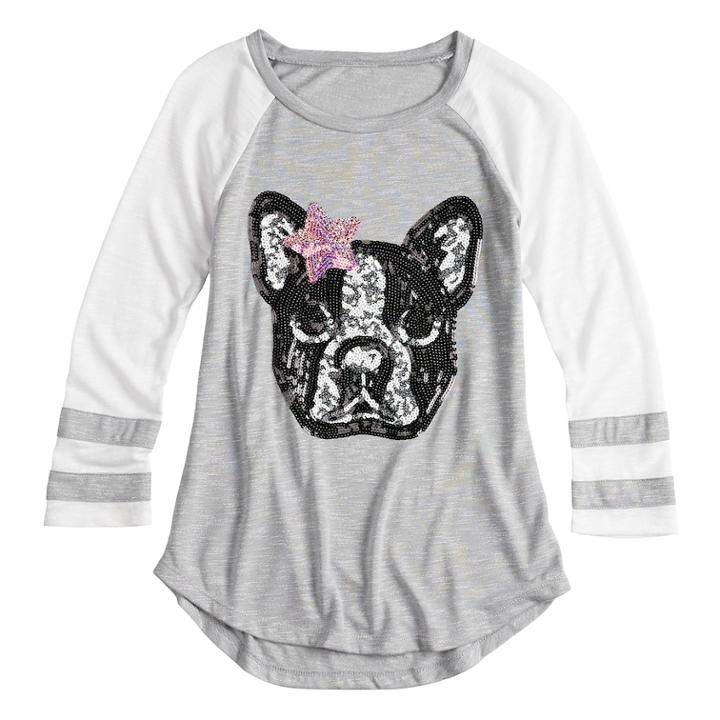 Girls 7-16 Miss Chievous V-neck Varsity Tee, Size: Xl, Silver