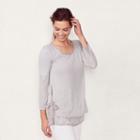 Women's Lc Lauren Conrad Mock-layer Printed Top, Size: Medium, Grey