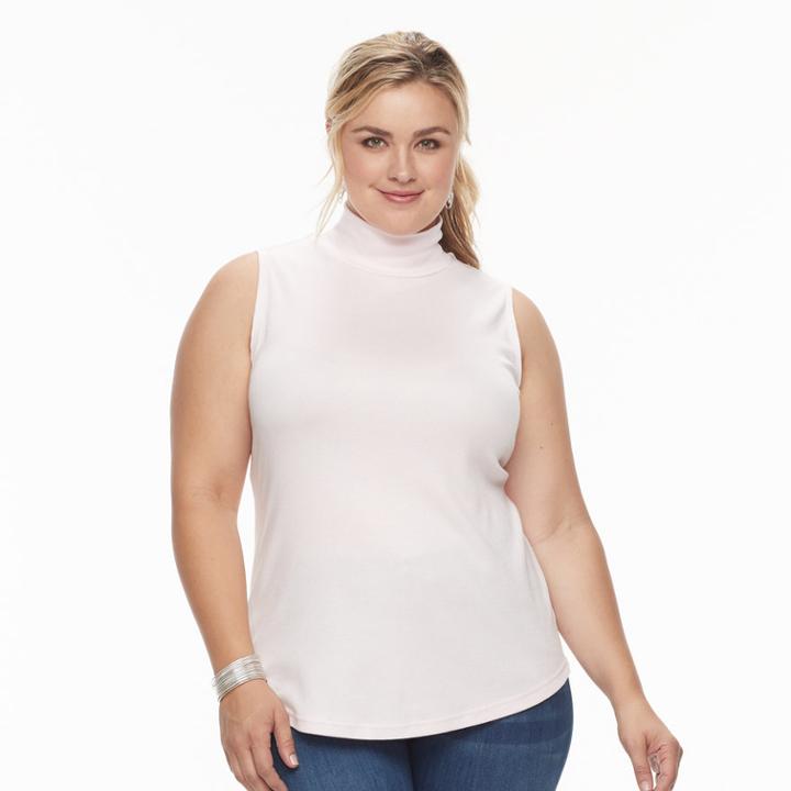 Plus Size Croft & Barrow&reg; Sleveless Mockneck Tank Top, Women's, Size: 2xl, Brt Pink