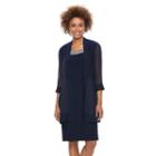 Women's Scarlett Chiffon Shift Dress & Cardigan Set, Size: 12, Blue (navy)
