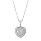 Sterling Silver 1/10 Carat T.w. Diamond Heart Pendant Necklace, Women's, Size: 18, White