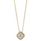 10k Gold Plated Sterling Silver 1/2 Carat T.w. Diamond Cluster Pendant Necklace, Women's, White