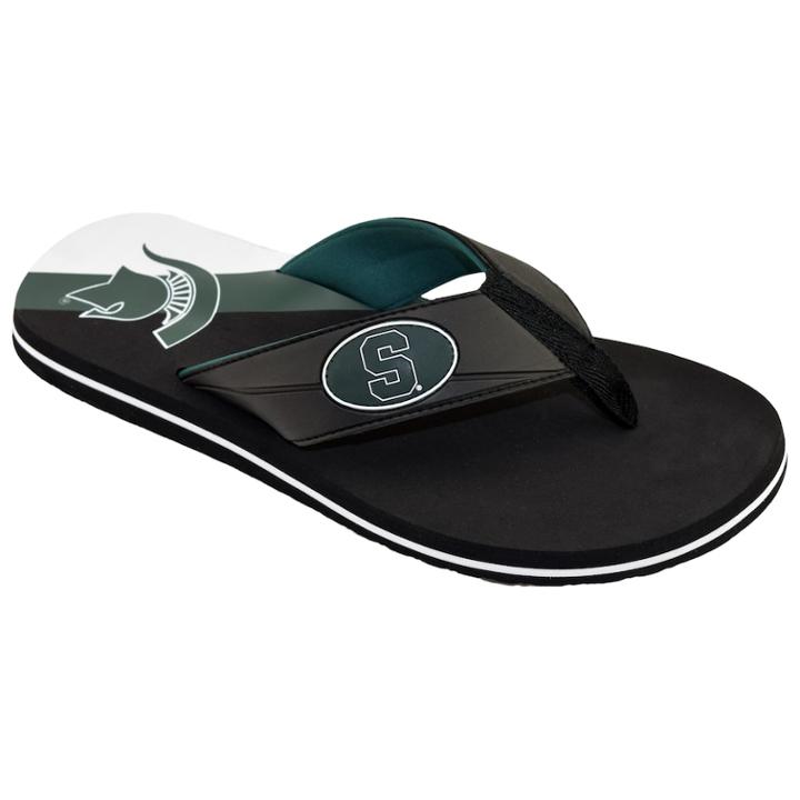Men's College Edition Michigan State Spartans Flip-flops, Size: Medium, Black