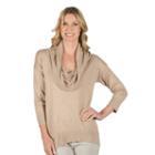Women's Larry Levine Cowlneck Sweater, Size: Medium, Light Grey