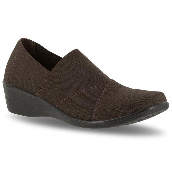Easy Street Trance Women's Slip-on Wedges, Size: Medium (6), Brown
