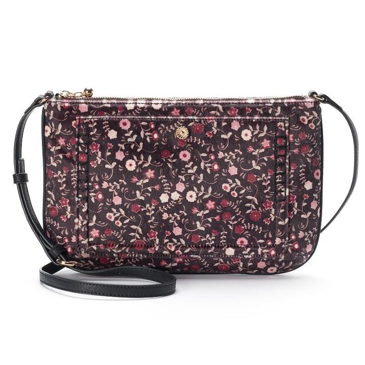 Lc Lauren Conrad Bonne Floral Crossbody Bag, Women's, Black