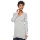 Women's Apt. 9&reg; Ribbed Sleeve Tunic Sweater, Size: Large, Med Grey