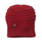 Sijjl Women's Oversized Button Wool Beanie, Red