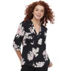 Juniors' Candie's&reg; Printed Lace Blouse, Teens, Size: Small, Black