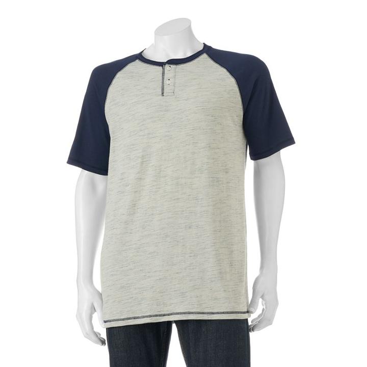 Big & Tall Urban Pipeline&reg; Max Flex Classic-fit Heathered Henley, Men's, Size: M Tall, Blue
