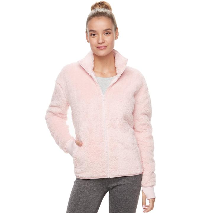 Women's Fila Sport&reg; Fuzzy Fleece Zip-up Jacket, Size: Xl, Light Pink