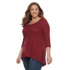 Plus Size Sonoma Goods For Life&trade; High-low Scoopneck Tee, Women's, Size: 1xl, Dark Red