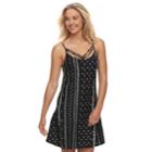 Juniors' Mudd&reg; Print Strappy Tank Dress, Teens, Size: Medium, Black
