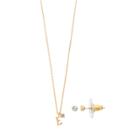 Lc Lauren Conrad Monogram Pendant Necklace & Stud Earring Set, Women's, Gold