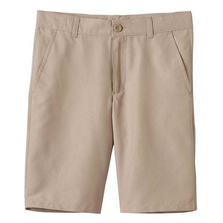 Boys 8-20 Husky Chaps School Uniform Performance Shorts, Boy's, Size: 18 Husky, Beig/green (beig/khaki)