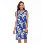 Women's Perceptions Floral Popover Dress, Size: 16, Brt Blue