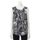 Women's Croft & Barrow&reg; Medallion Shirred Tank, Size: Xl, Black