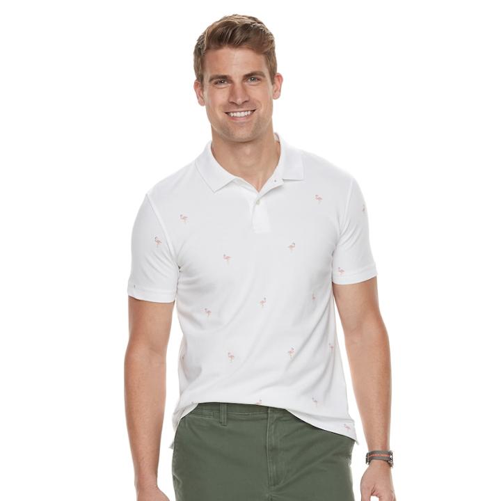 Men's Sonoma Goods For Life&trade; Printed Pique Polo Shirt, Size: Large, White