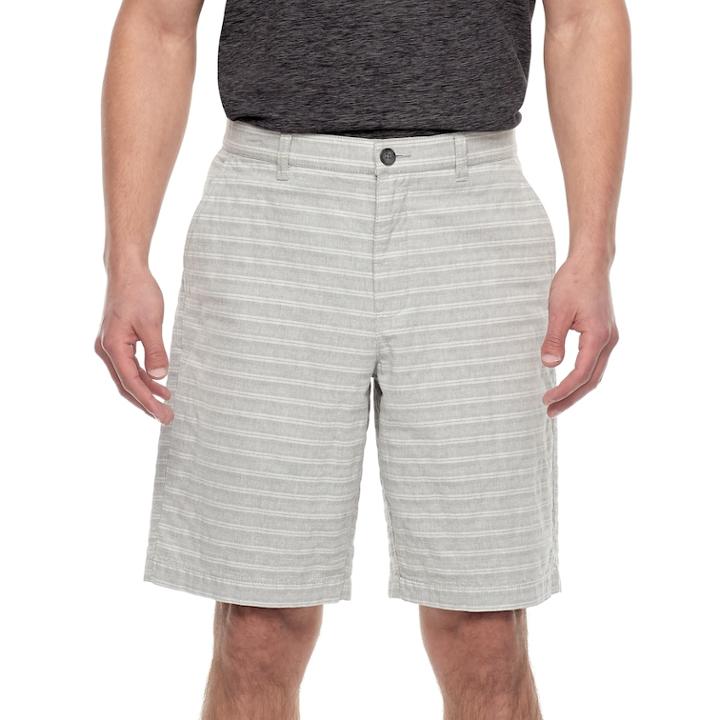 Men's Marc Anthony Slim-fit Texture-striped Flat-front Shorts, Size: 38, Med Grey